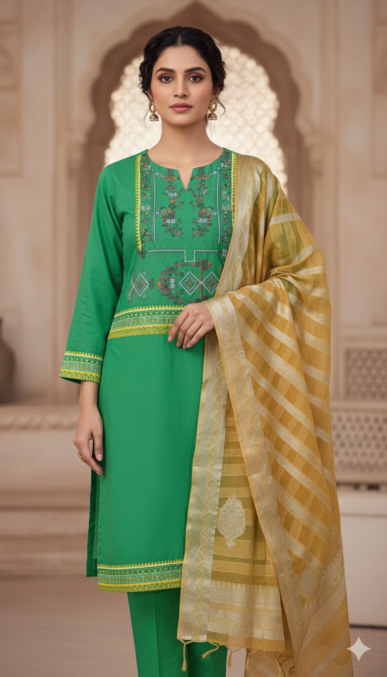 Unstitched 3 Piece Winter Collection-PREMIUM KHADDAR