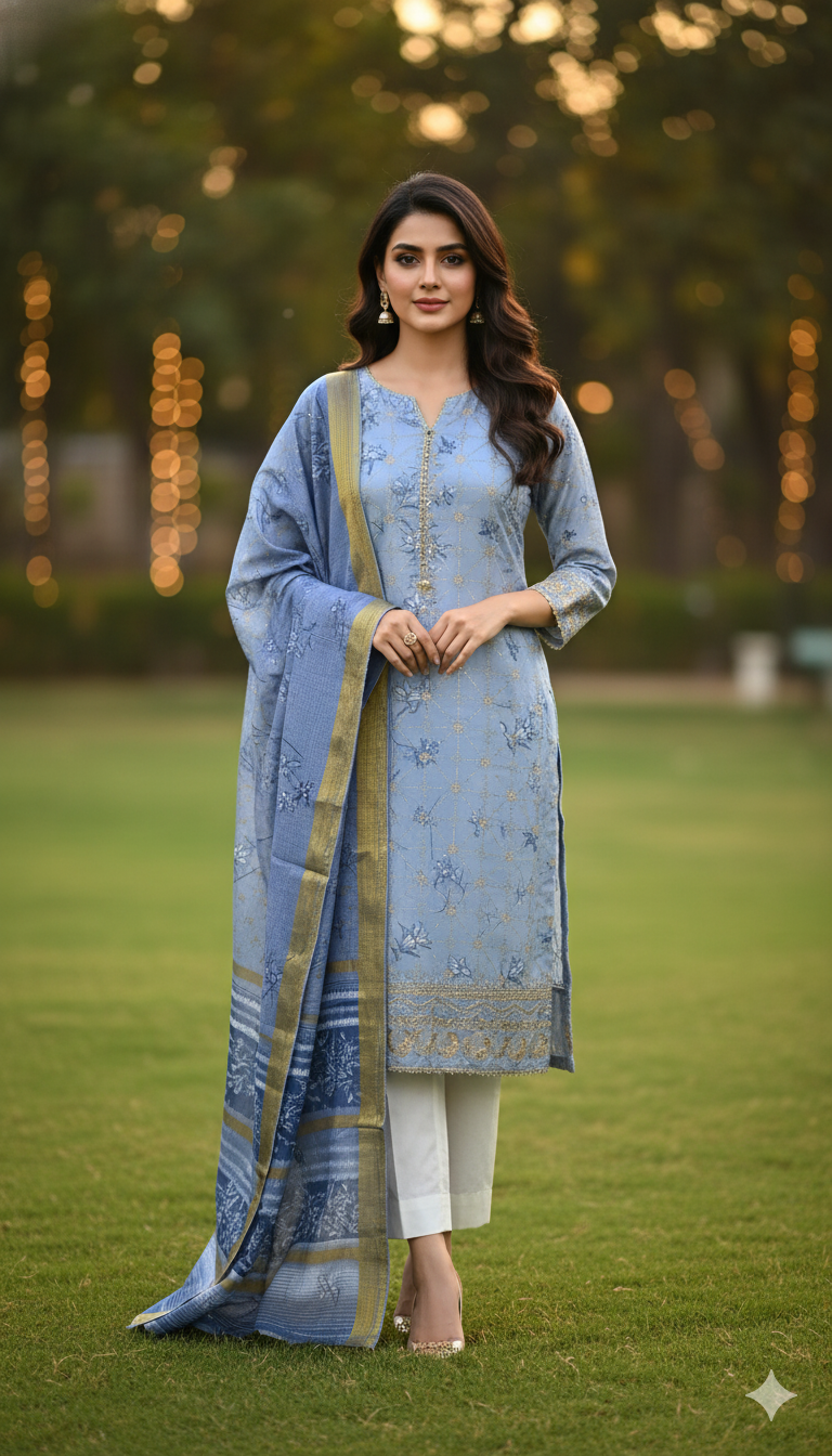 Unstitched 3 Piece Winter Collection-PREMIUM KHADDAR