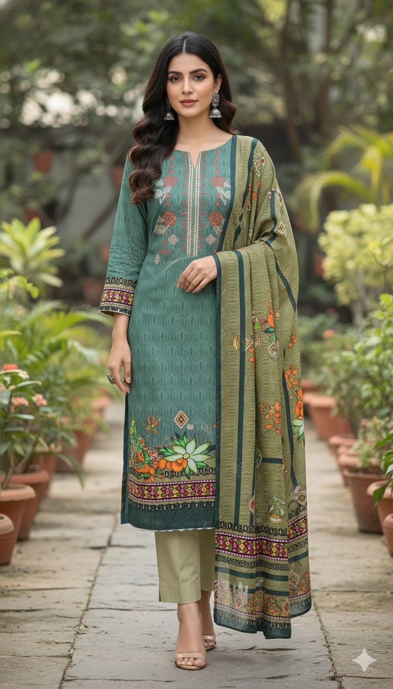 Unstitched 3 Piece Winter Collection-PREMIUM KHADDAR
