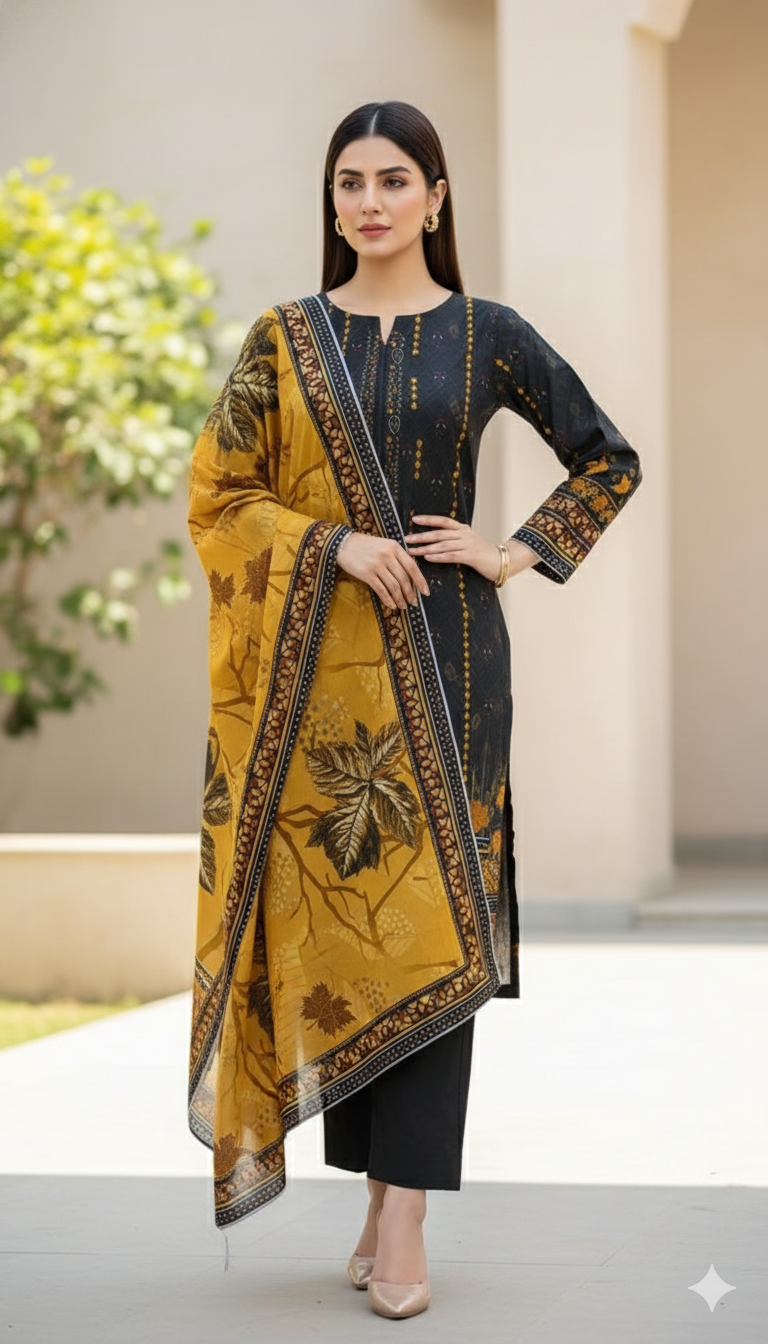 Unstitched 3 Piece Winter Collection-PREMIUM KHADDAR
