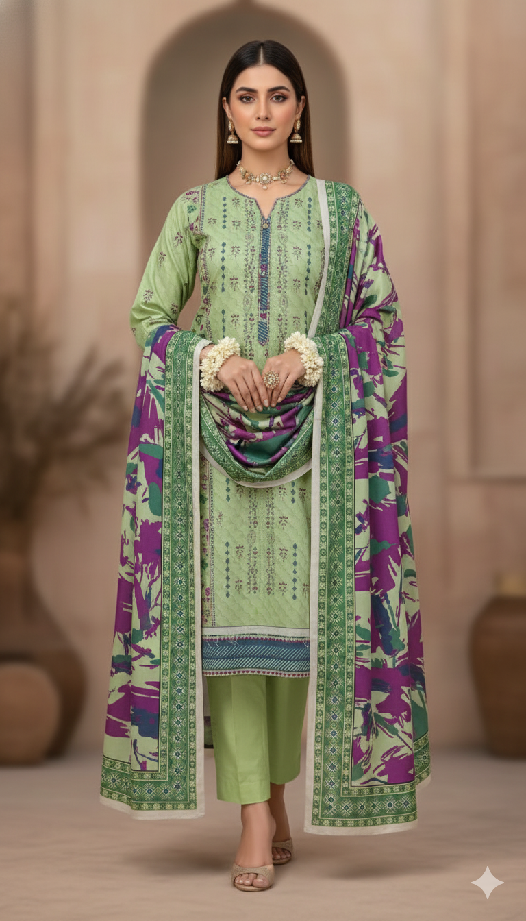 Unstitched 3 Piece Winter Collection-PREMIUM KHADDAR