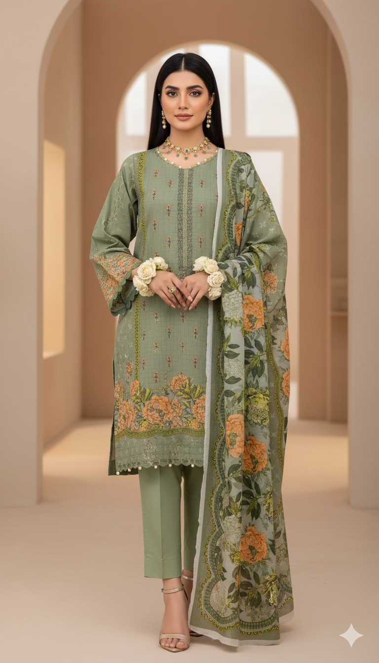 Unstitched 3 Piece Winter Collection-PREMIUM KHADDAR
