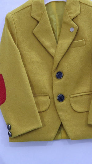 Dapper Little Gentleman: Mustard Elbow-Patch Blazer MODST Online Store