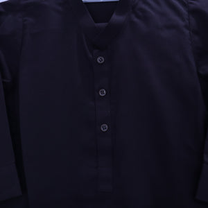 Miniature Nawab: Black Kurta & Plaid Waistcoat Set MODST Online Store