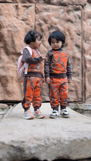 Orange Camo Contrast Fleece Track Suit MODST Online Store