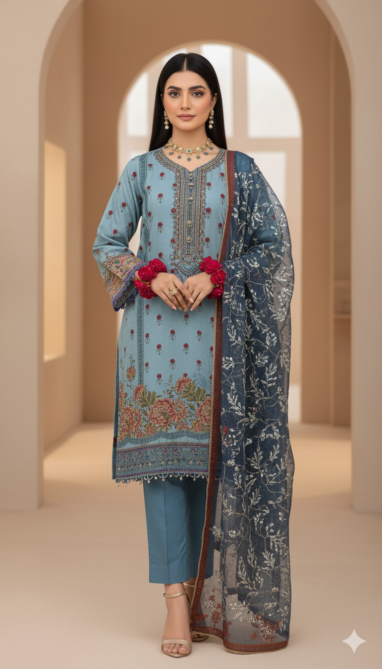 Unstitched 3 Piece Winter Collection-PREMIUM KHADDAR