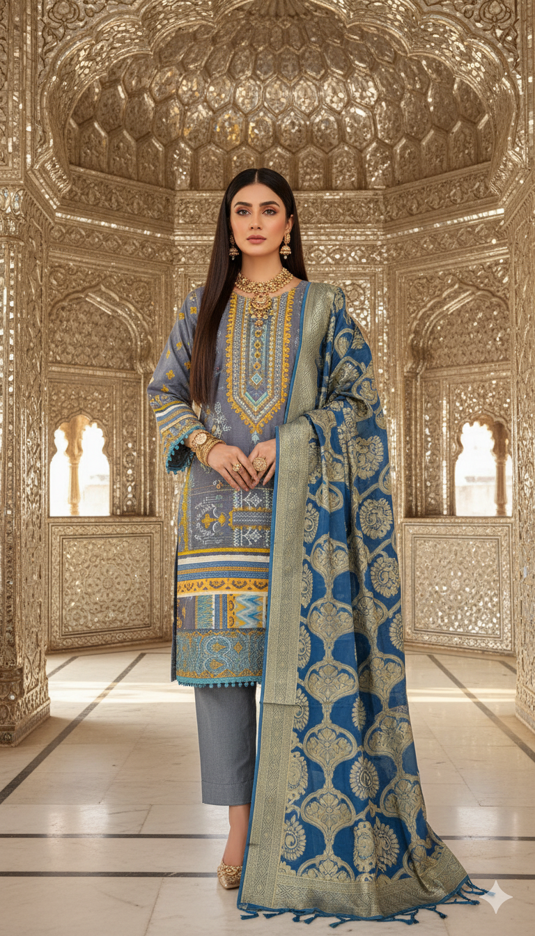 Unstitched 3 Piece Winter Collection-PREMIUM KHADDAR
