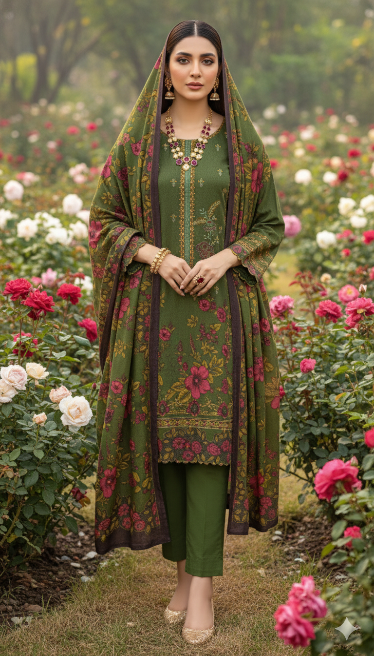Unstitched 3 Piece Winter Collection-PREMIUM KHADDAR