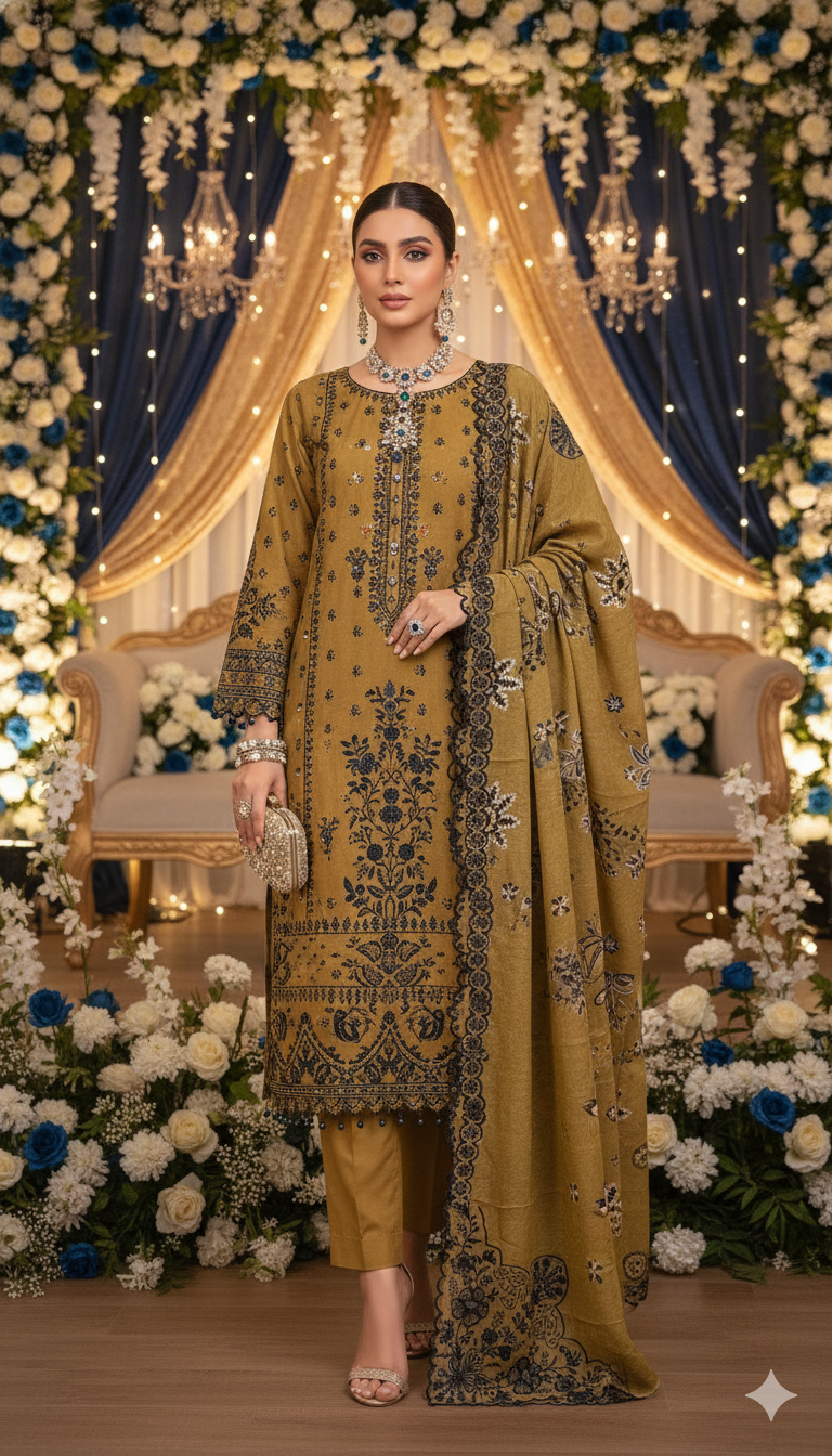 Unstitched 3 Piece Winter Collection-PREMIUM KHADDAR