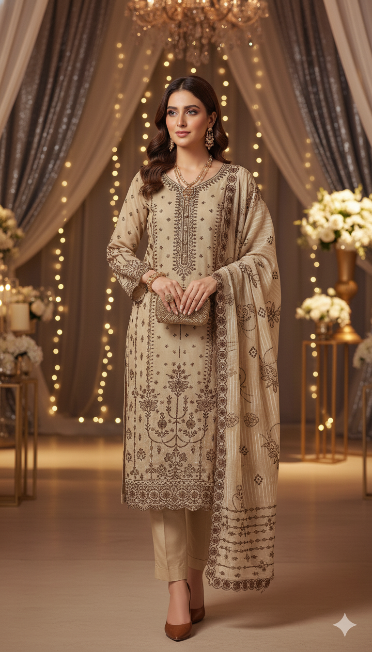 Unstitched 3 Piece Winter Collection-PREMIUM KHADDAR