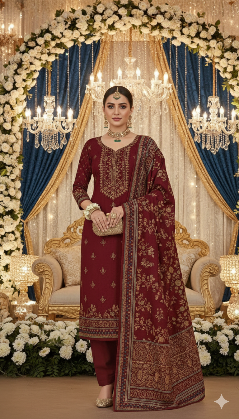 Unstitched 3 Piece Winter Collection-PREMIUM KHADDAR