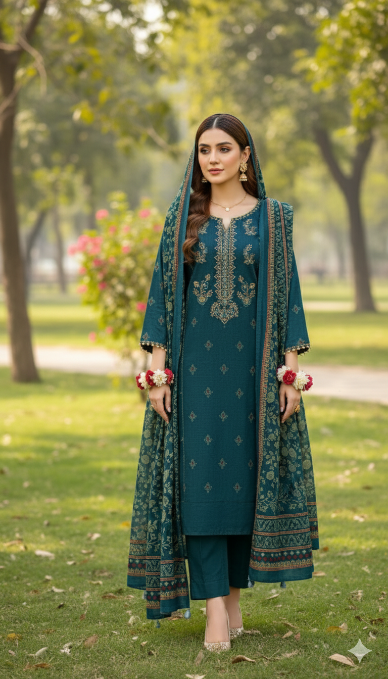 Unstitched 3 Piece Winter Collection-PREMIUM KHADDAR