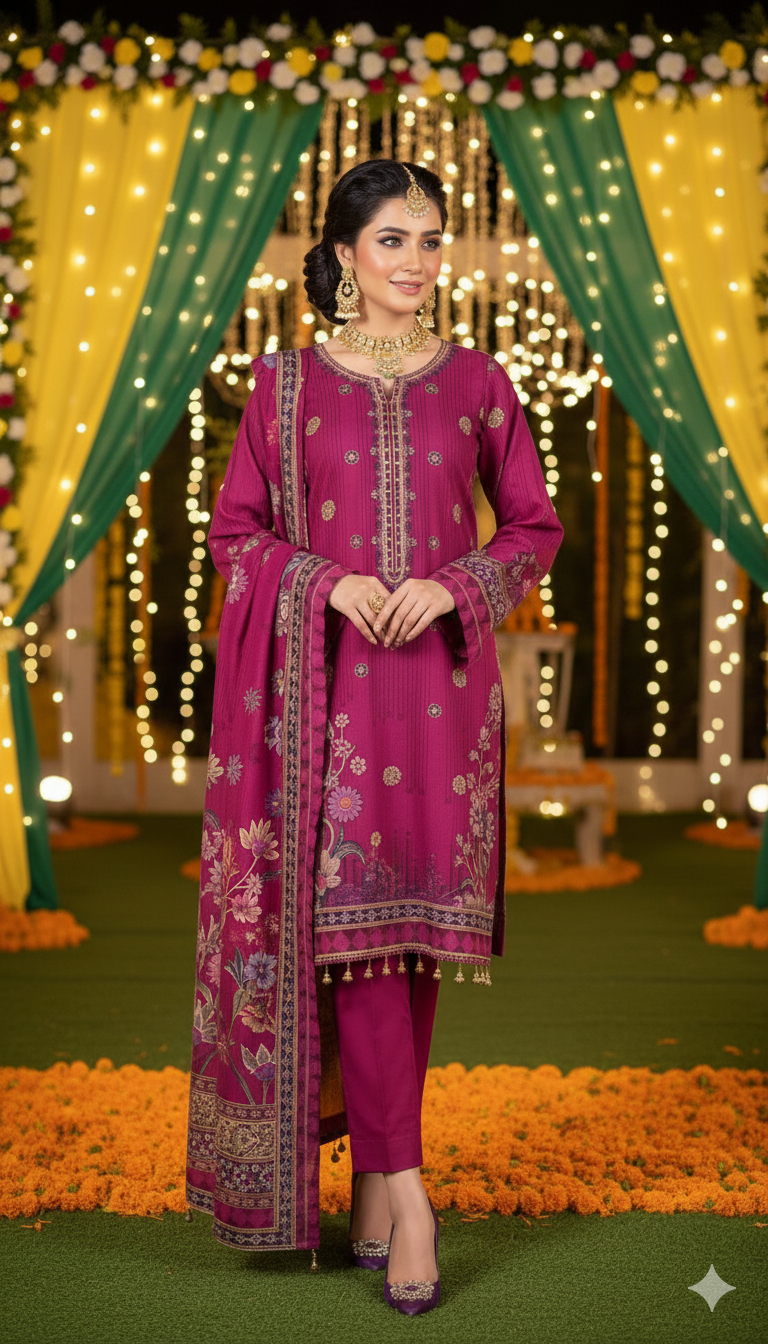 Unstitched 3 Piece Winter Collection-PREMIUM KHADDAR