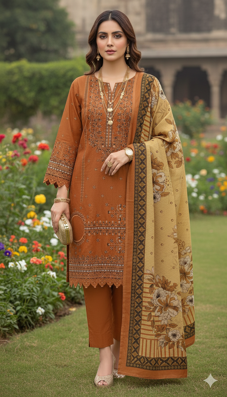 Unstitched 3 Piece Winter Collection-PREMIUM KHADDAR