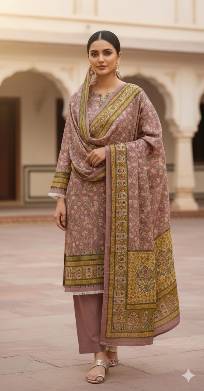 Unstitched 3 Piece Winter Collection-PREMIUM KHADDAR
