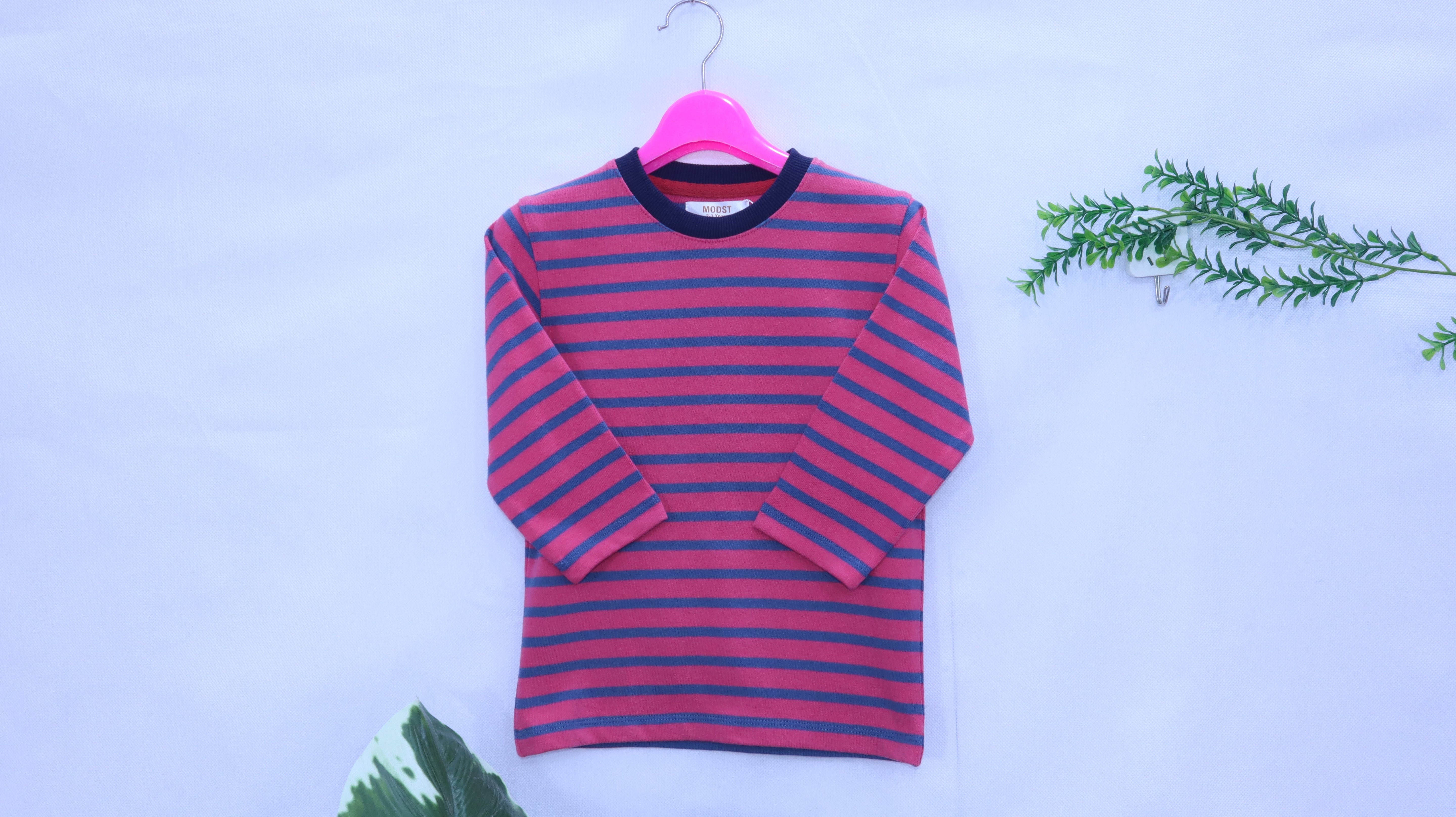 The Retro Pink & Navy Contrast Stripe Tee MODST Online Store