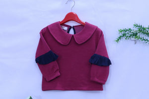 Cozy Chic Girl's Top: Berry Peter Pan Collar Sweater MODST Online Store