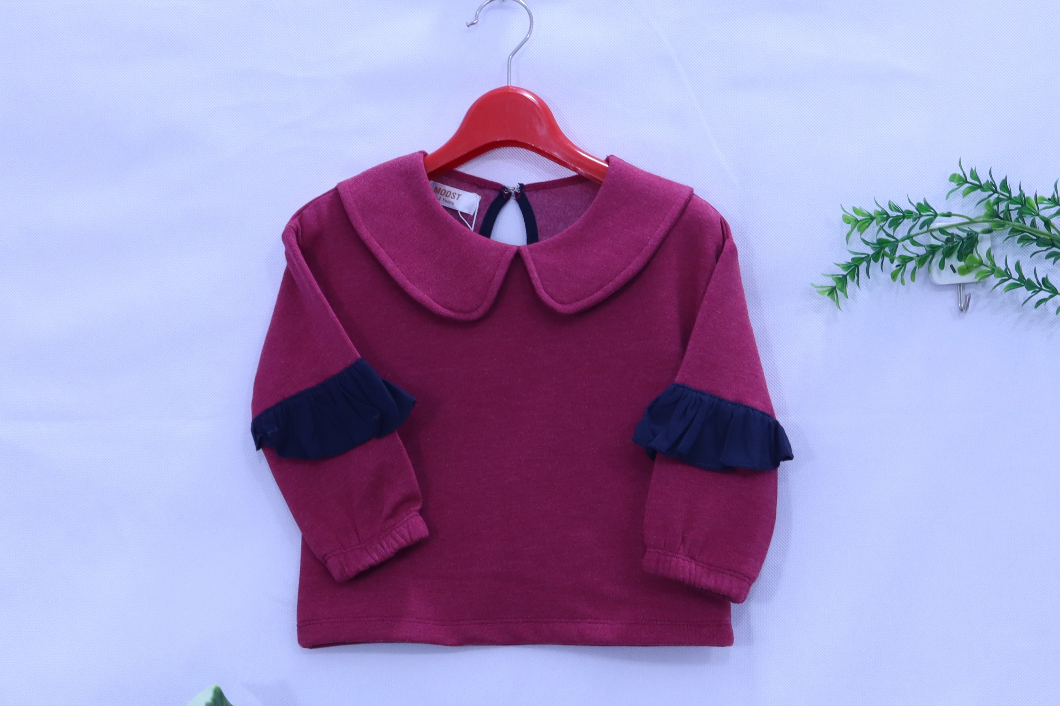 Cozy Chic Girl's Top: Berry Peter Pan Collar Sweater MODST Online Store