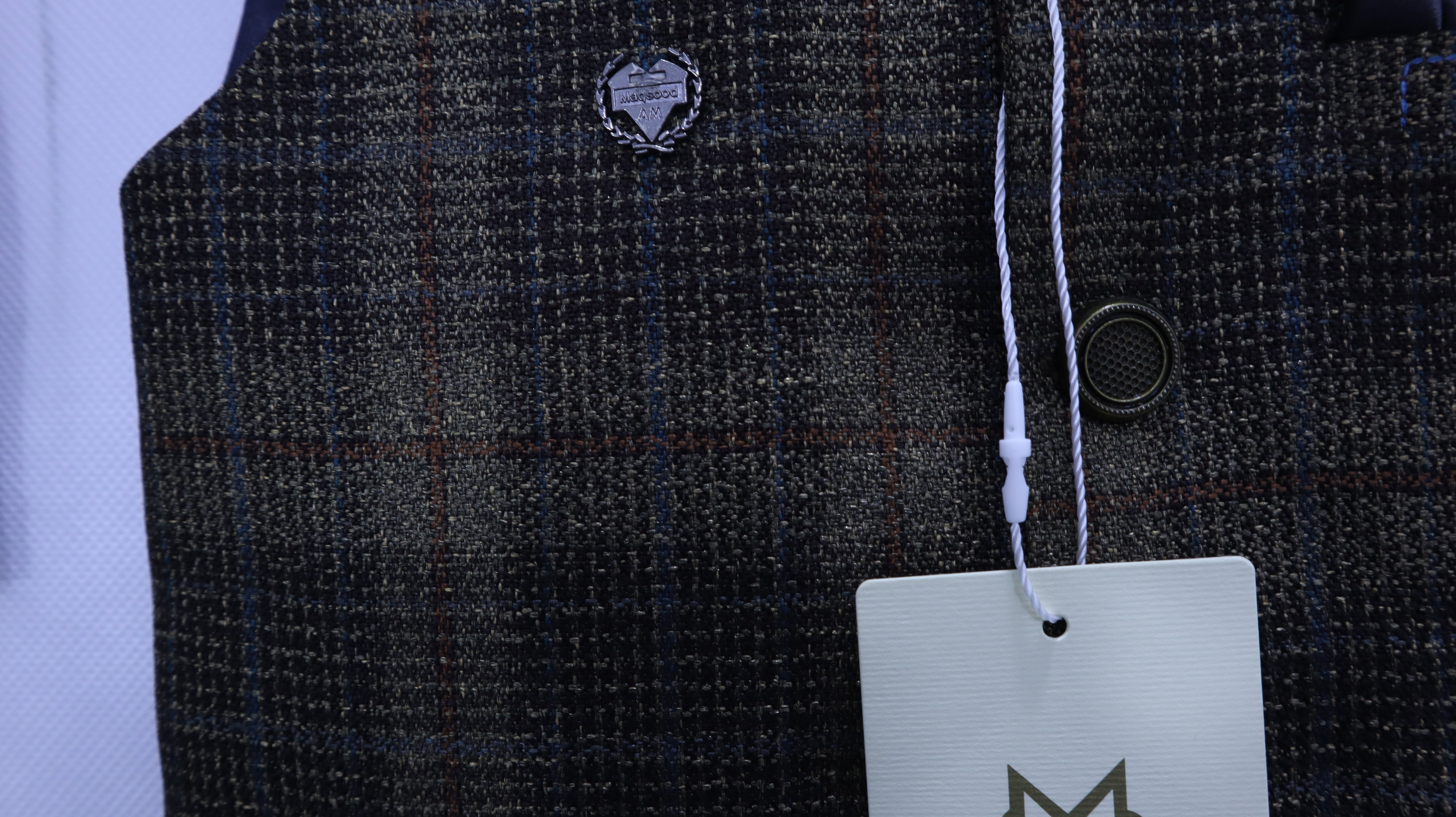 Miniature Nawab: Green Kurta & Plaid Waistcoat Set MODST Online Store