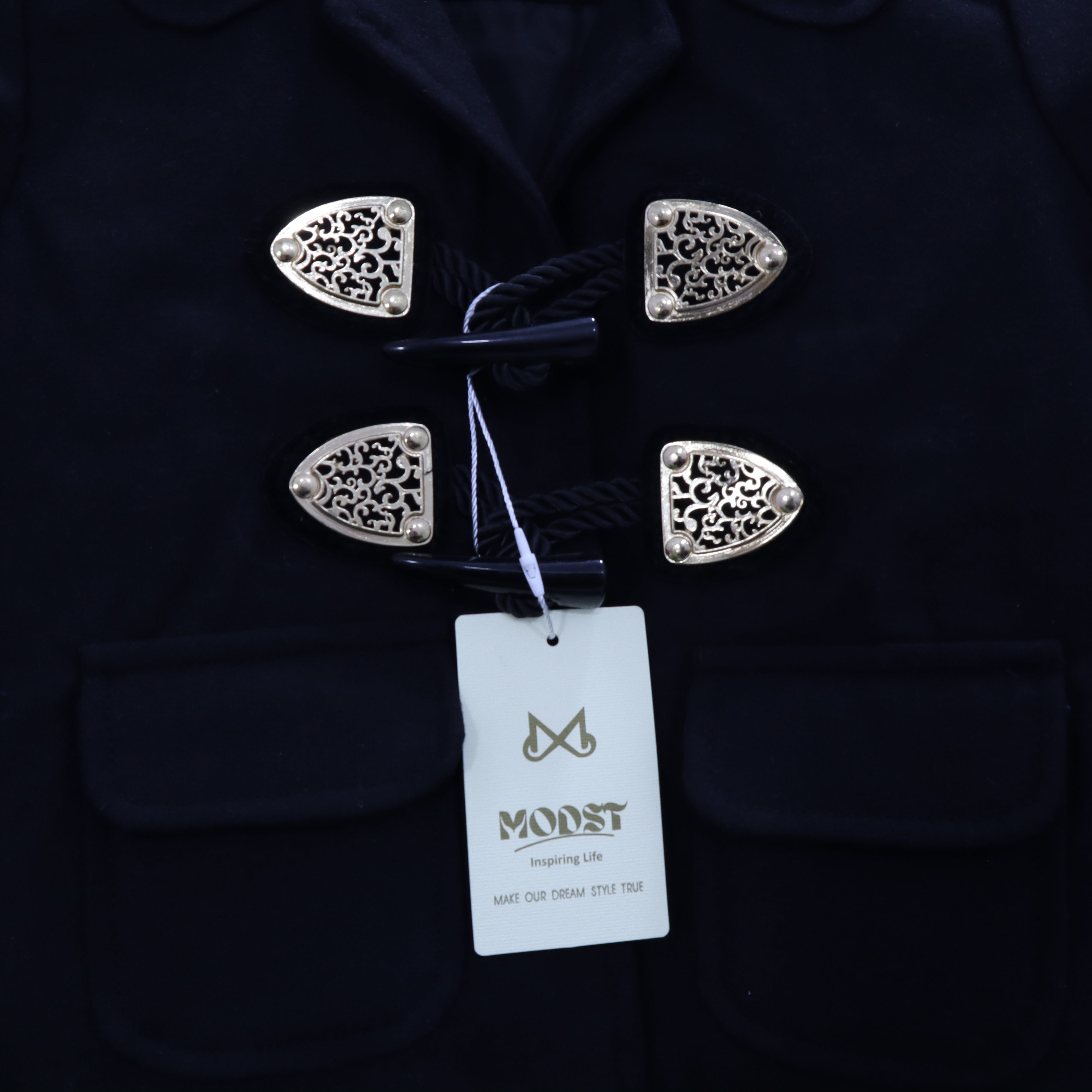 Elegant Black Wool Toggle Coat MODST Online Store