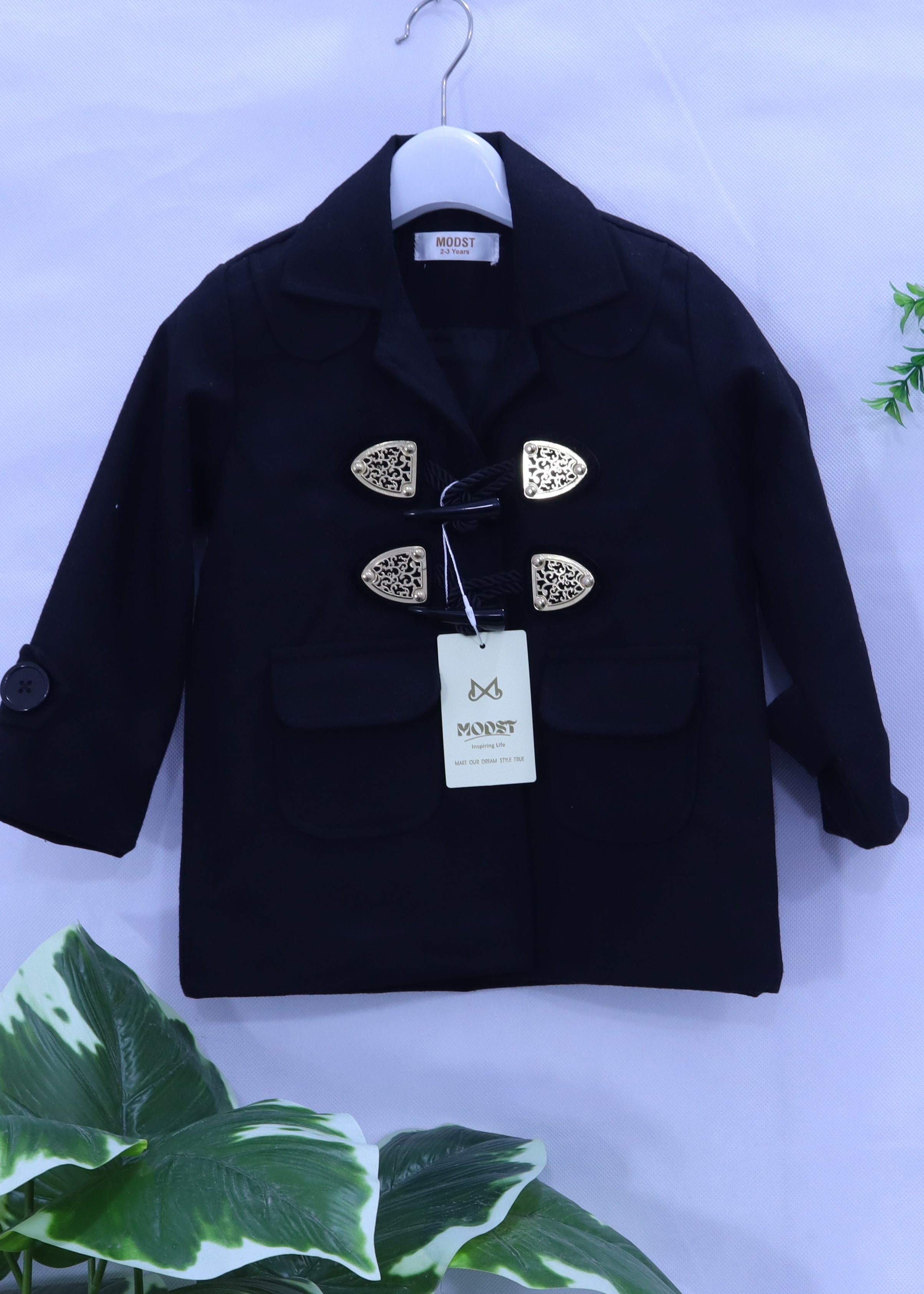 Elegant Black Wool Toggle Coat MODST Online Store