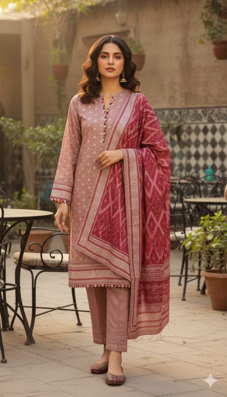 Unstitched 3 Piece Winter Collection-PREMIUM KHADDAR